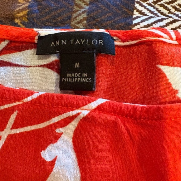 Ann Klein Floral Flutter Smocked Peplum Top orange women’s size M - Picture 3 of 10